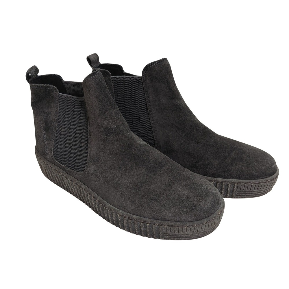 Gabor Suede Chelsea Boots Size 3.5 Gray Platform Creeper Ankle Boot Women Shoes